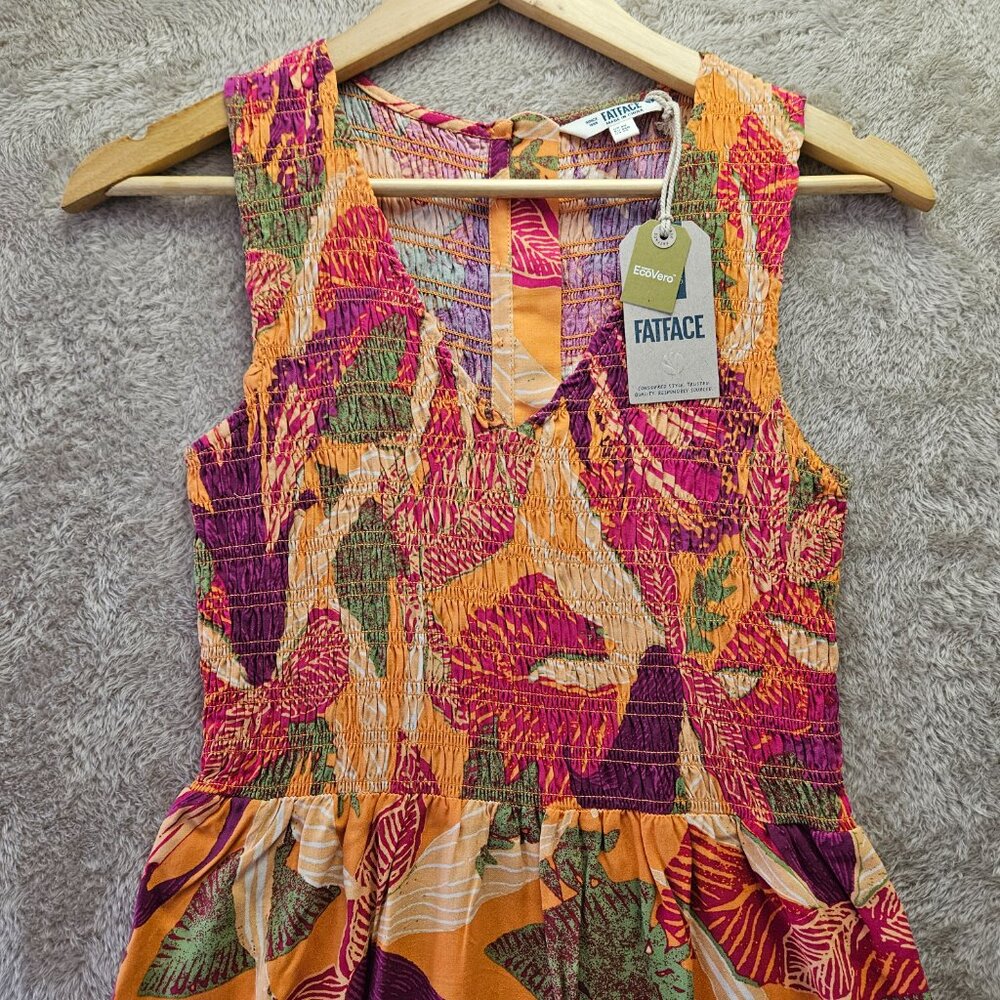 NWT FatFace Aria Tropical Floral Midi Dress Fitted Shirred Top & Flowy Skirt New - Picture 5 of 10